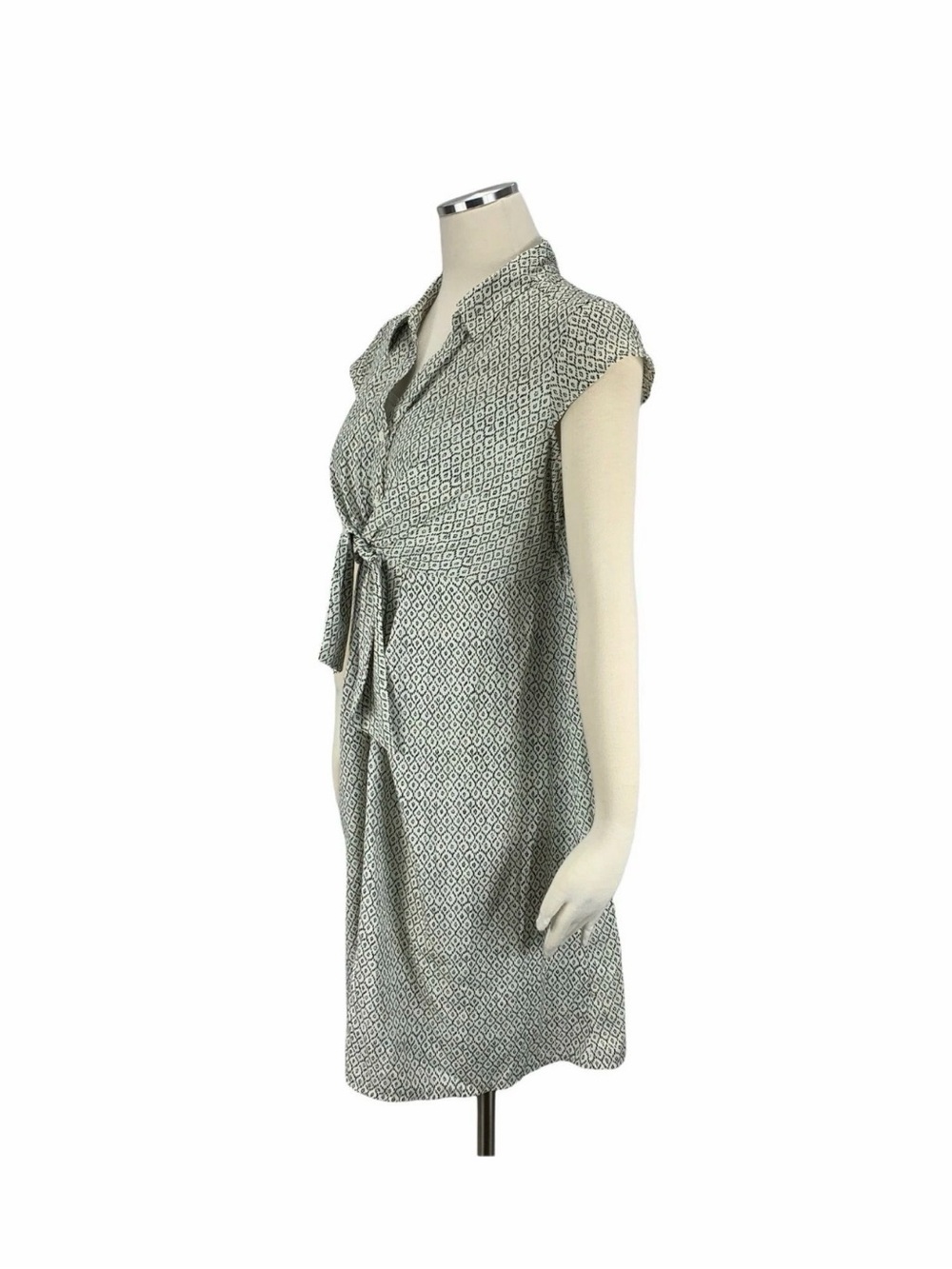 Motherhood Maternity Geometric Tie-Front Dress in Gray size L